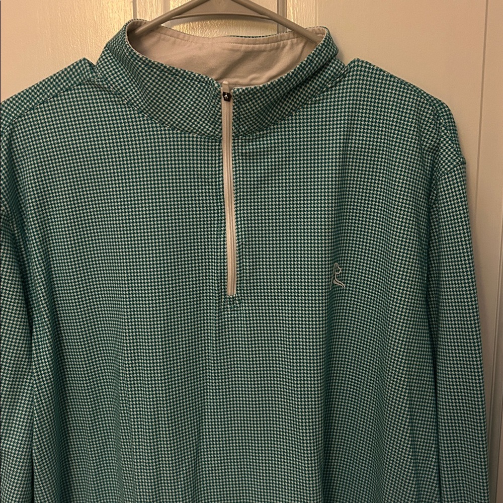 Rhoback Green Houndstooth Quarter-Zip Pullover